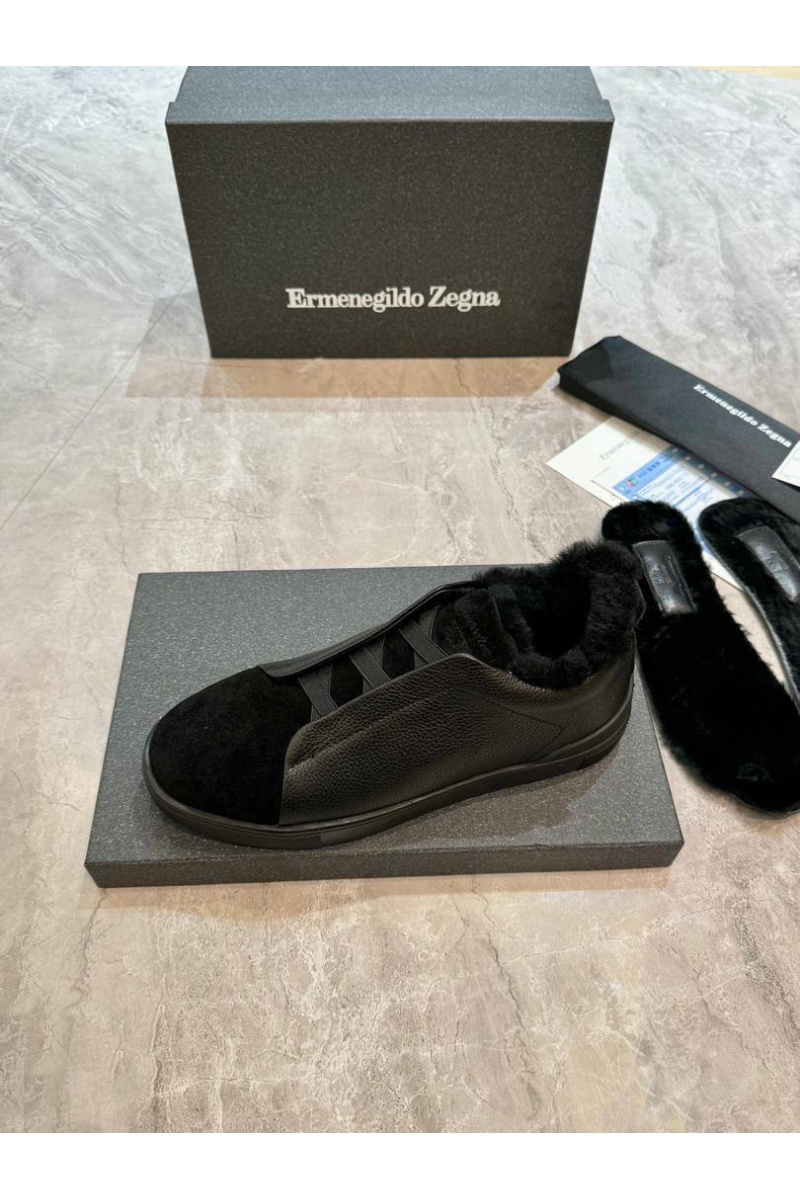 Zegna Кроссовки с мехом Triple Stitch