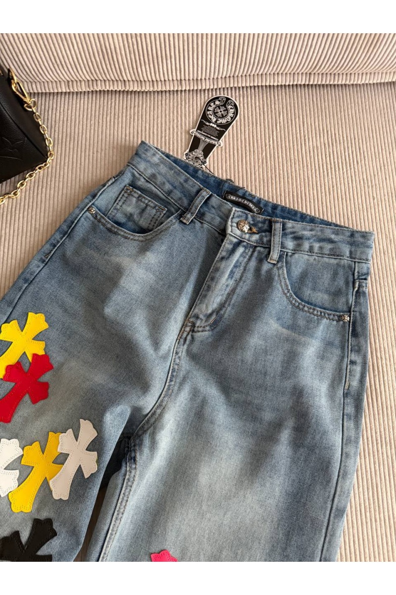 Chrome Hearts Синие женские джинсы premium