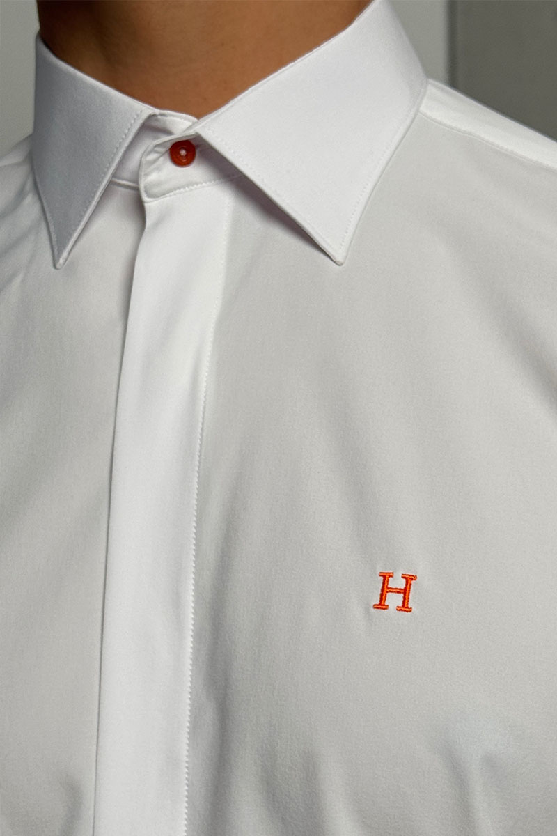 Hermes Мужская рубашка H embroidered - White