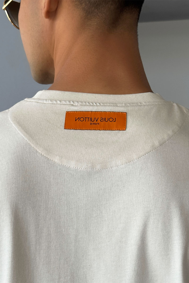 Lоuis Vuittоn Брендовая оверсайз футболка бежевого цвета