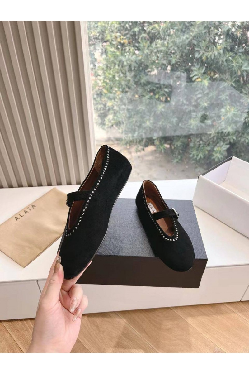 Designer Clothing Женские замшевые балетки Alaia Strass Suede premium