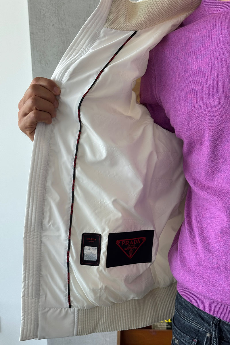 Prada Куртка с вязаными рукавами Linea Rossa - White