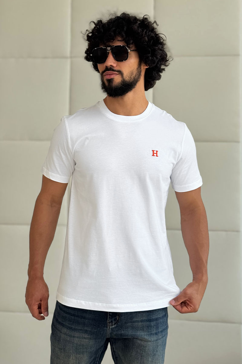 Hermes Футболка белого цвета H embroidered