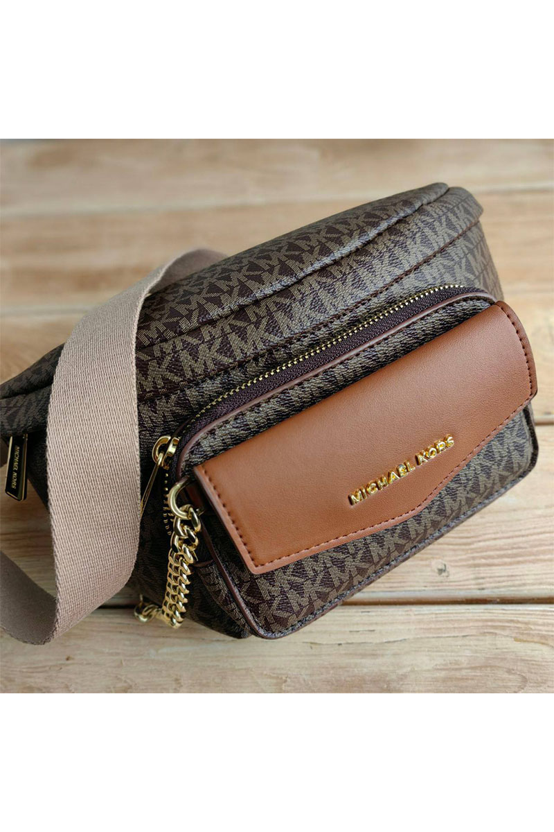 Michael Kors Кожаная поясная сумка Perry 27x14 см - Brown