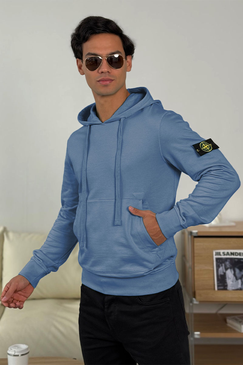 Stone Island Мужское худи серо-синего цвета Compass-patch