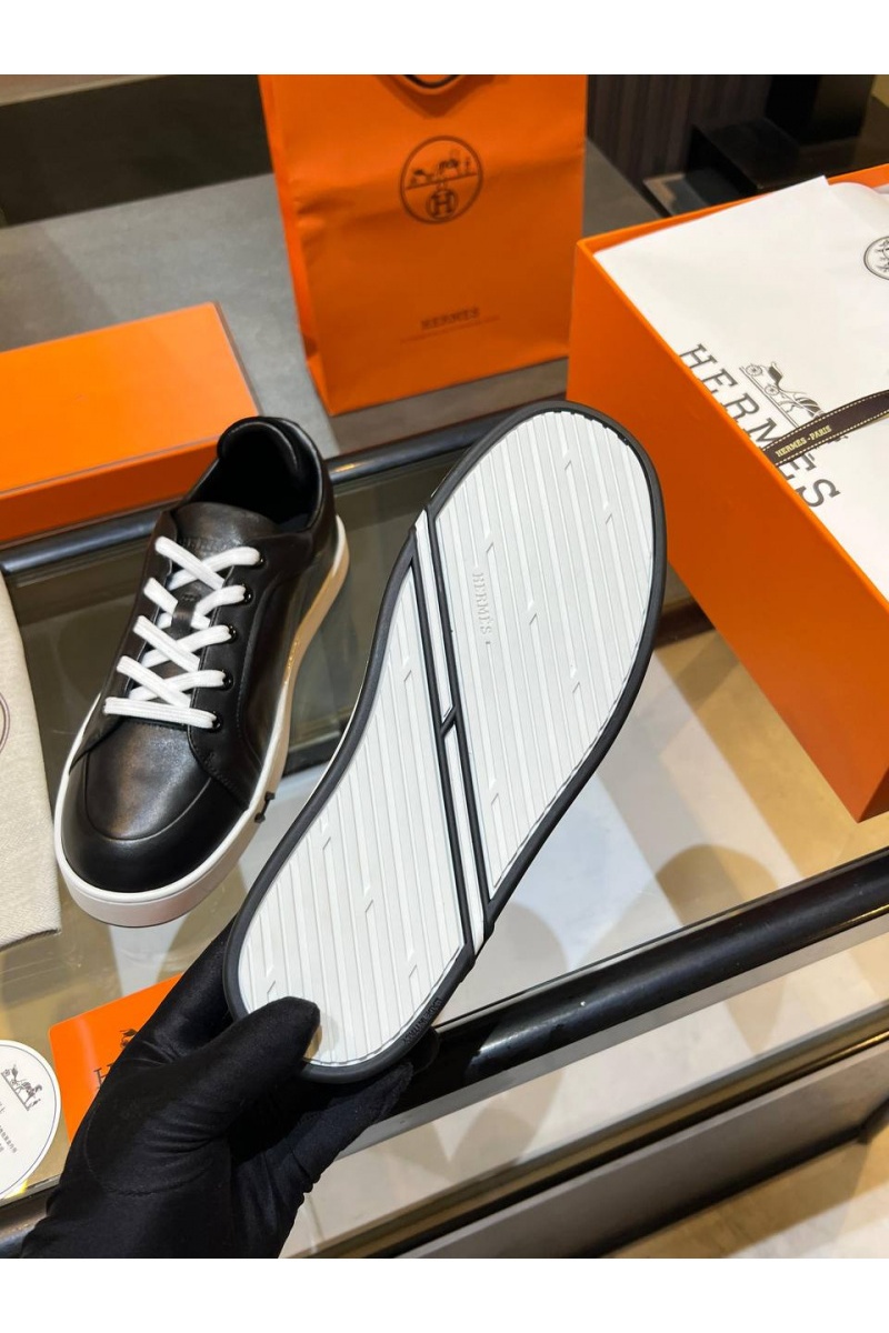 Hermes Женские кожаные кроссовки Premium - Black