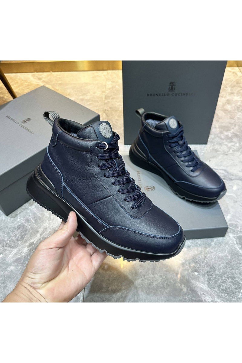 Brunеllо Сuсinеlli Кожаные кроссовки с мехом high-top - Navy