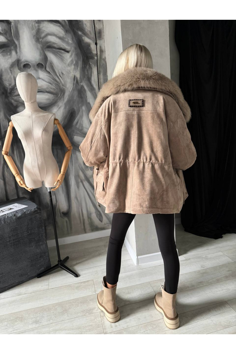 Designer Clothing Женская замшевая парка с натуральным мехом Bogerner premium