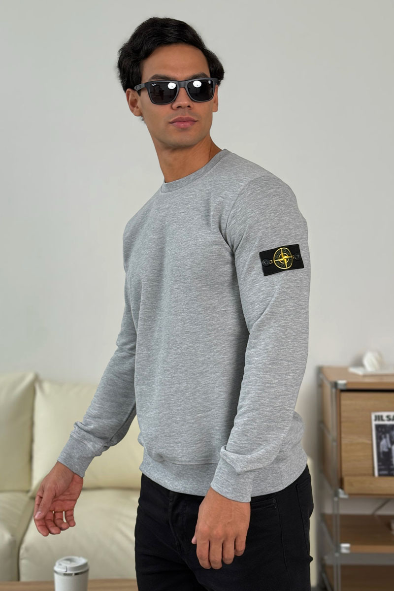 Stone Island Мужской свитшот серого цвета Compass-patch