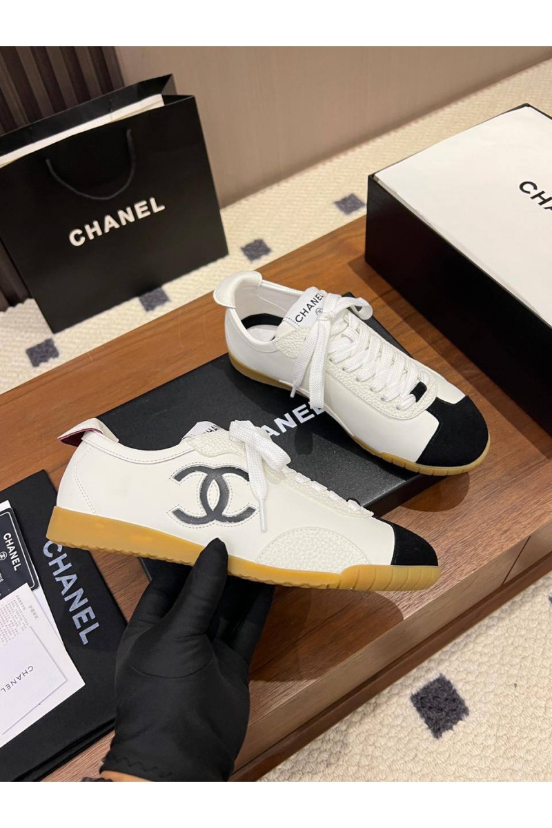 Chаnеl Женские кожаные кроссовки  premium