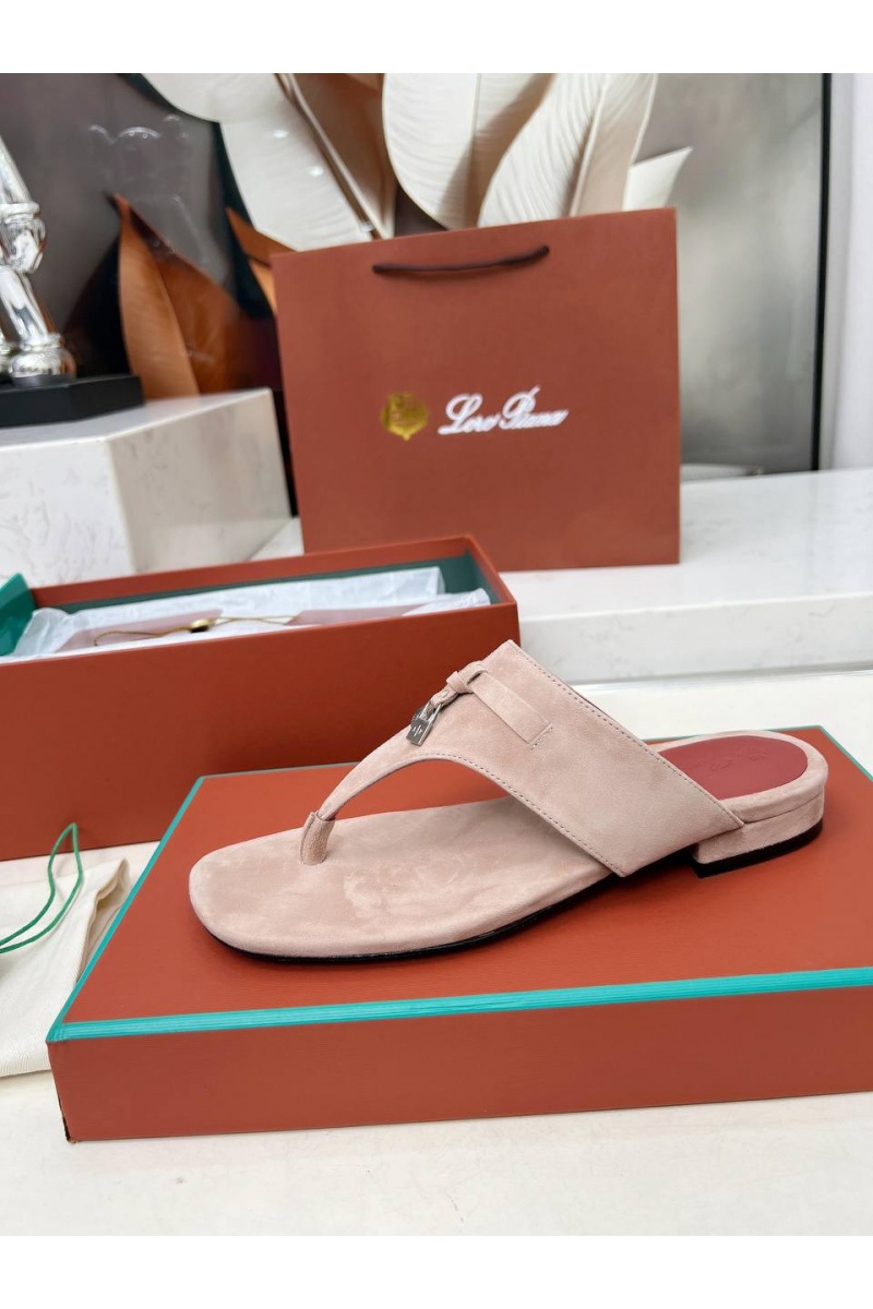 Loro Piana Женские замшевые шлёпанцы Premium - Pink