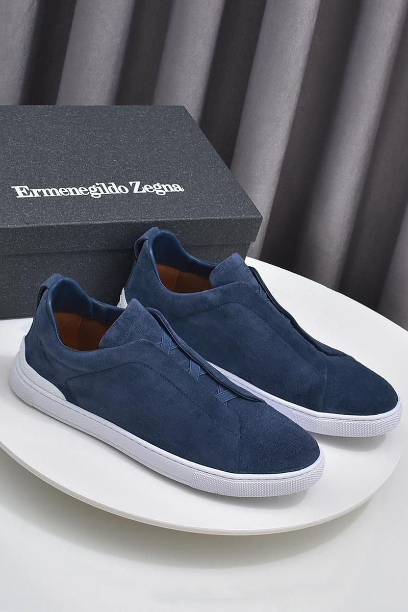Zegna Замшевые кроссовки Triple Stitch low-top - Blue