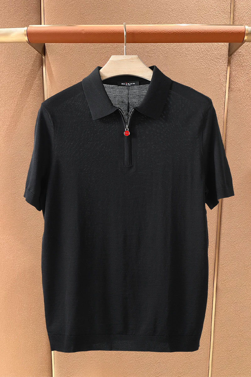 Kiton Мужское поло чёрного цвета premium