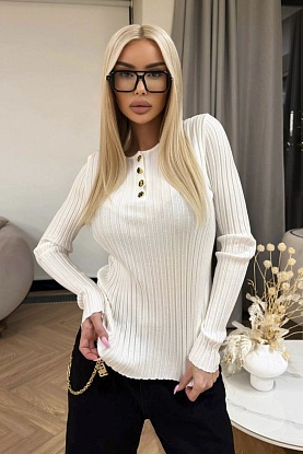 Женский трикотажный лонгслив premium - White