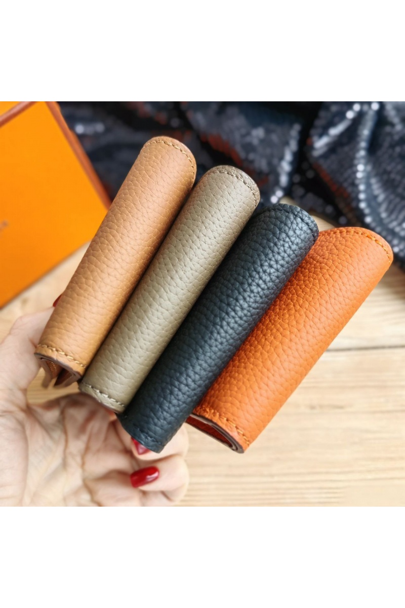 Hermes Кожаный чёрный кошелёк 12х10 см