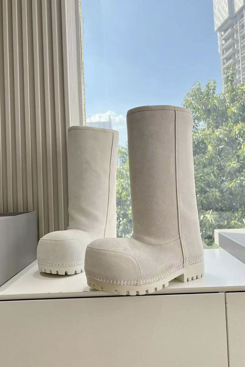 Balenciaga Женские ботинки Alaska Fur High Boot premium - White