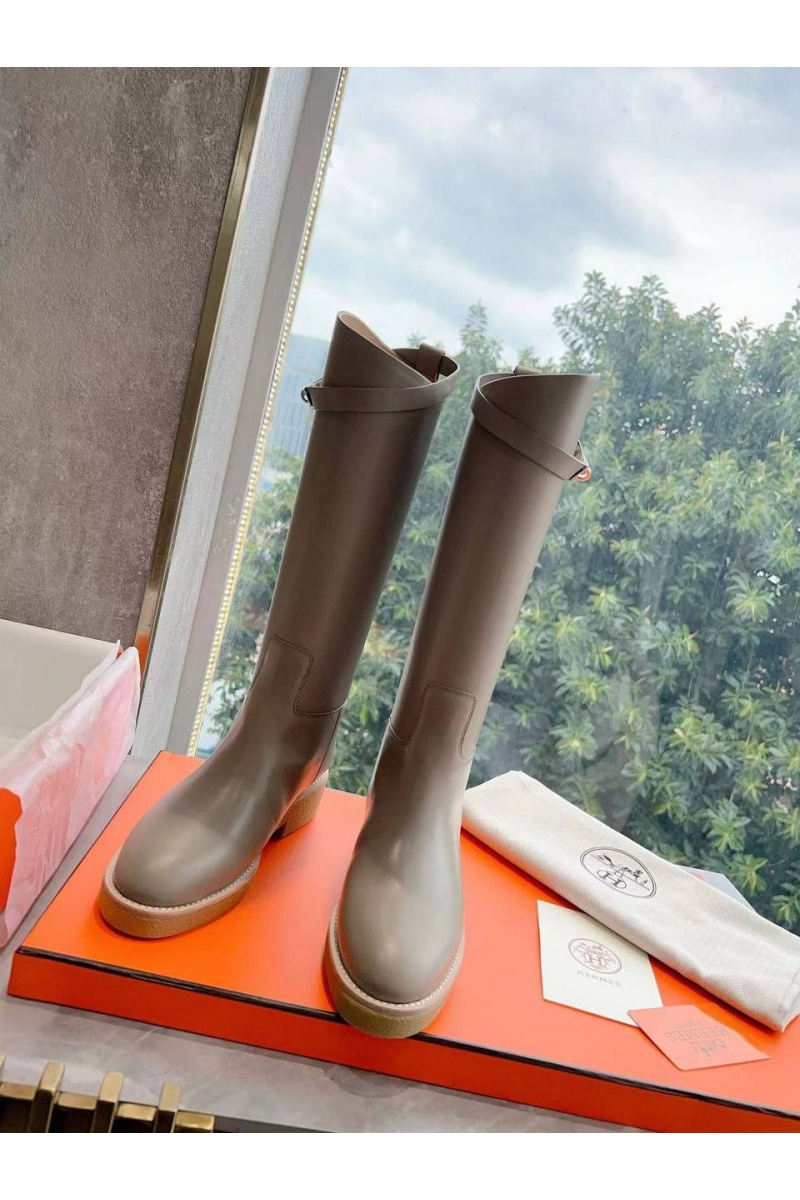 Hermes Женские кожаные сапоги Premium - Grey