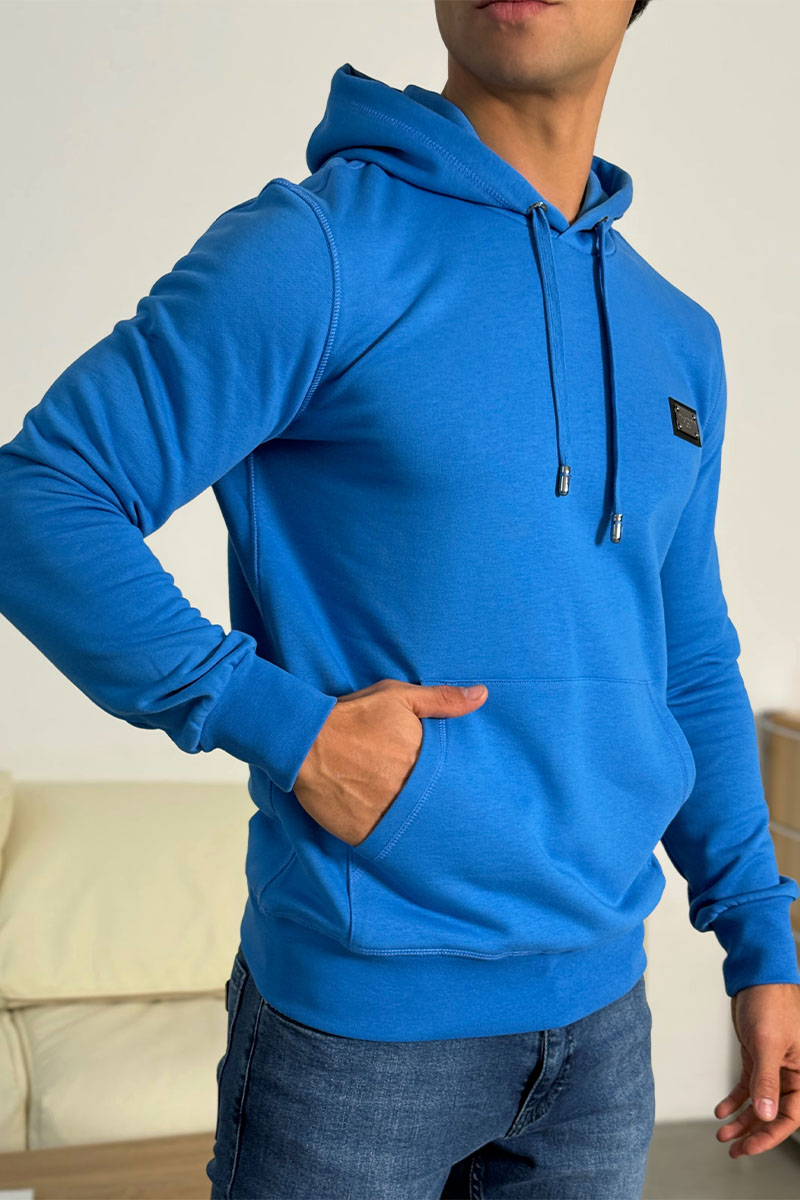 Dоlсе & Gаbbаnа Мужское синее худи logo-plaque 