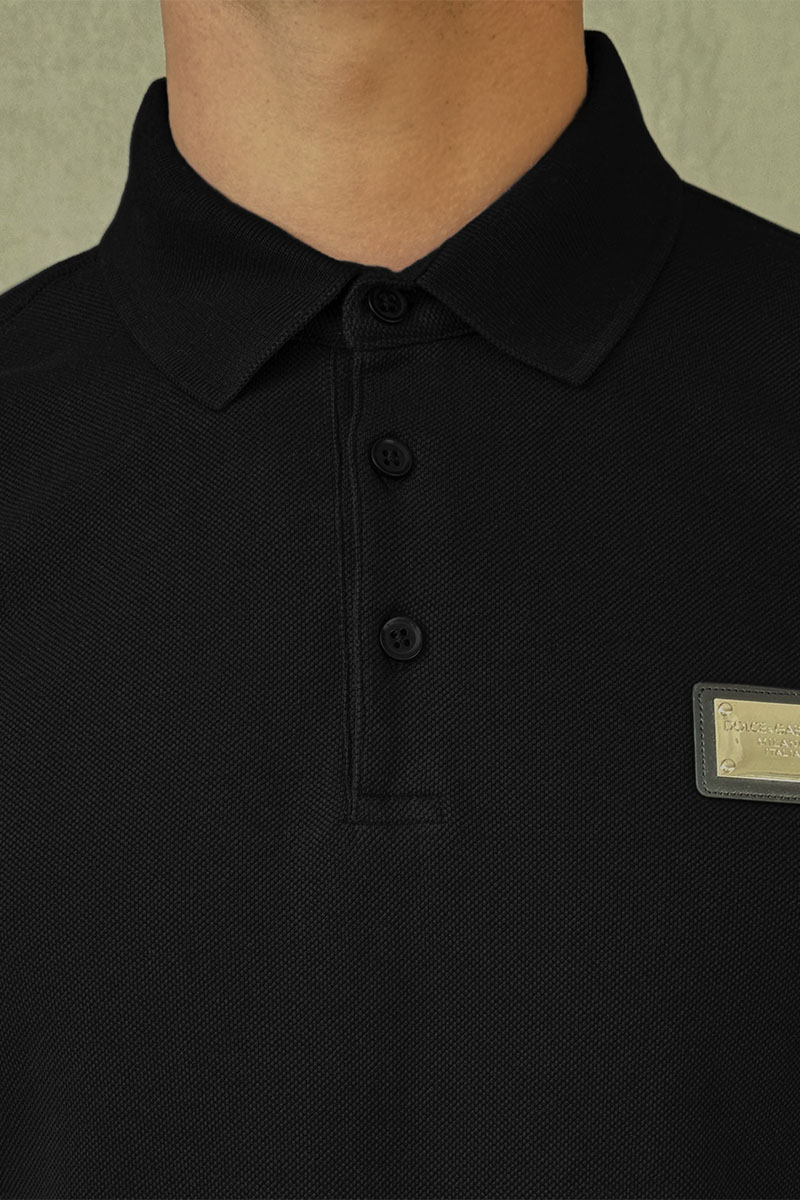 Dоlсе & Gаbbаnа Мужское чёрное поло logo-plaque