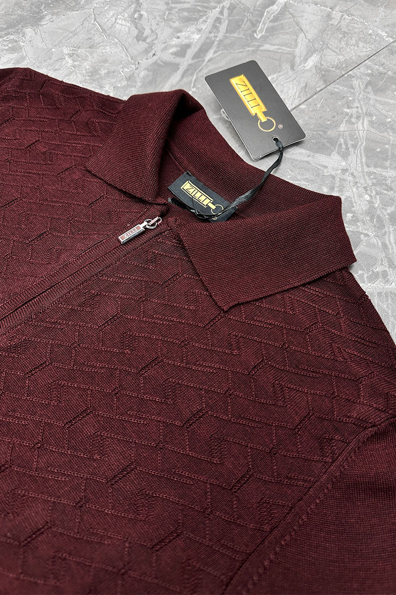 Zilli Поло с длинным рукавом zip-up - Burgundy