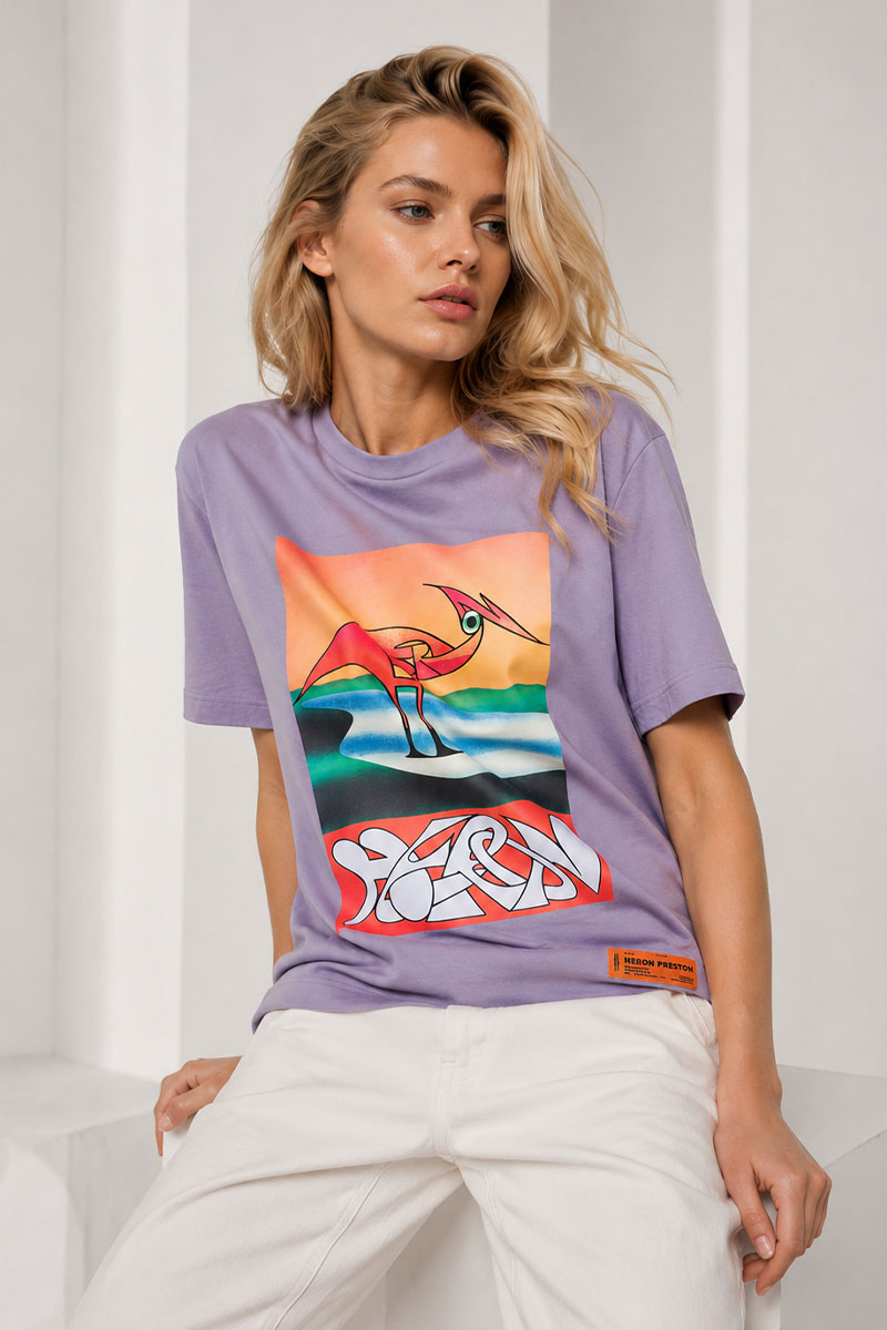 Heron Preston Фиолетовая оверсайз футболка abstract-print