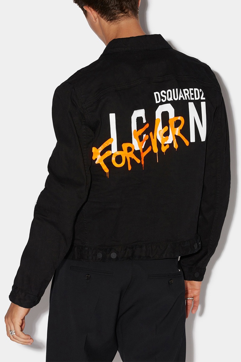 Dsquared2 Чёрная джинсовая куртка Icon Forever logo-print
