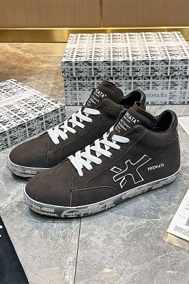 Замшевые кроссовки с мехом high-top - Brown	