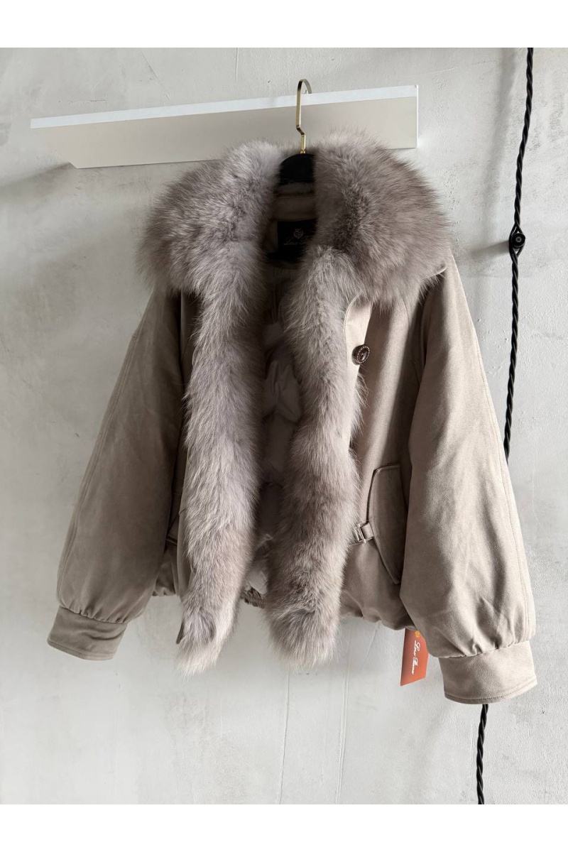 Loro Piana Женский бомбер с натуральным мехом premium