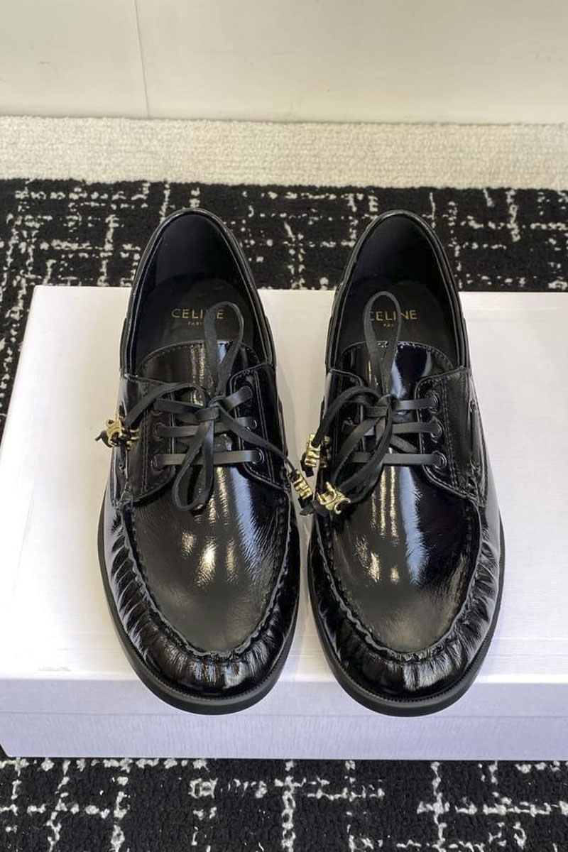 Celine Женские кожаные лоферы premium - Black