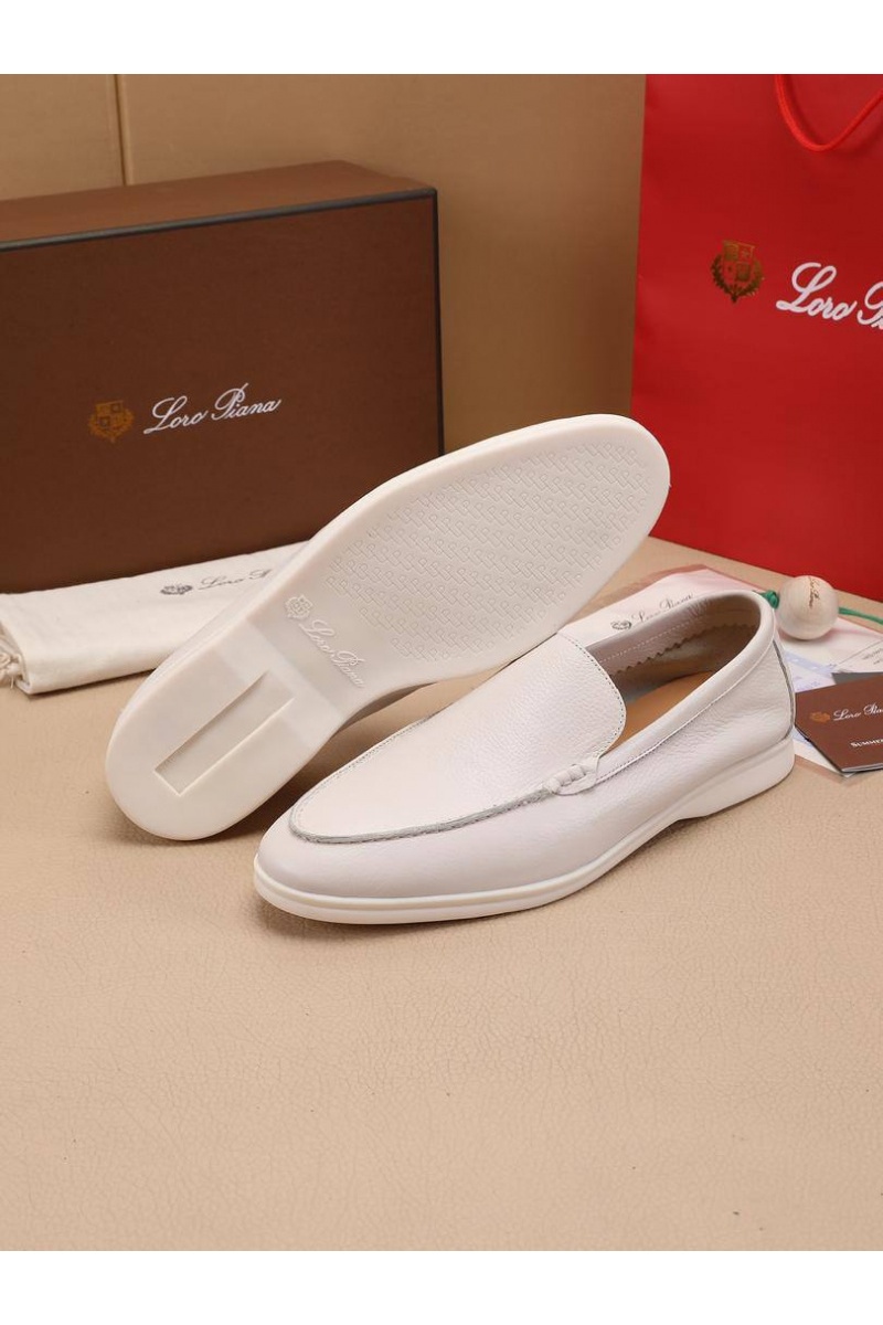 Loro Piana Мужские кожаные лоферы Summer Walk - White