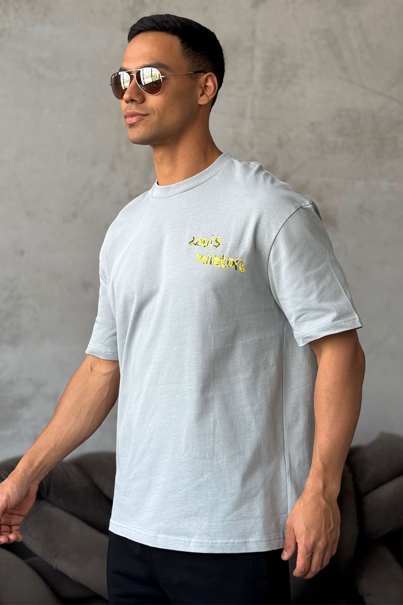 Lоuis Vuittоn Брендовая оверсайз футболка peace graffiti - Grey