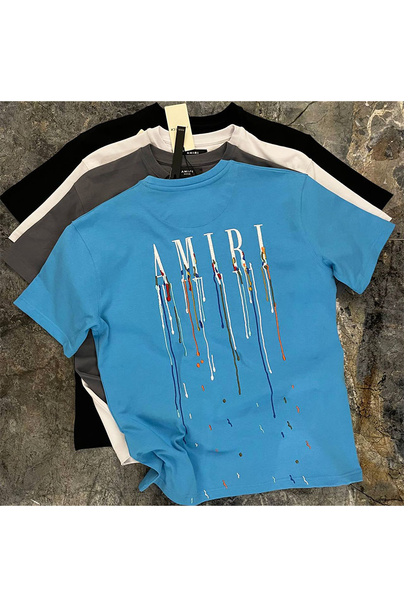 Amiri Синяя оверсайз футболка paint drip core 