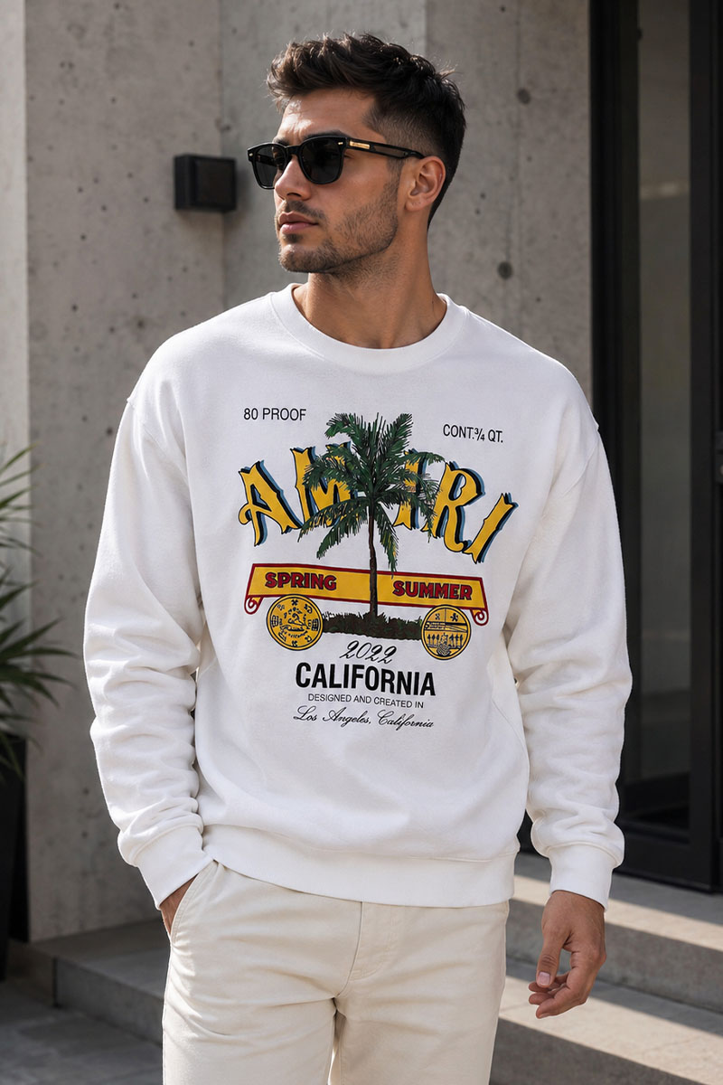 Amiri Белый мужской свитшот Rum Label logo-print