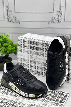 Кожаные кроссовки с мехом Mick - Black / White