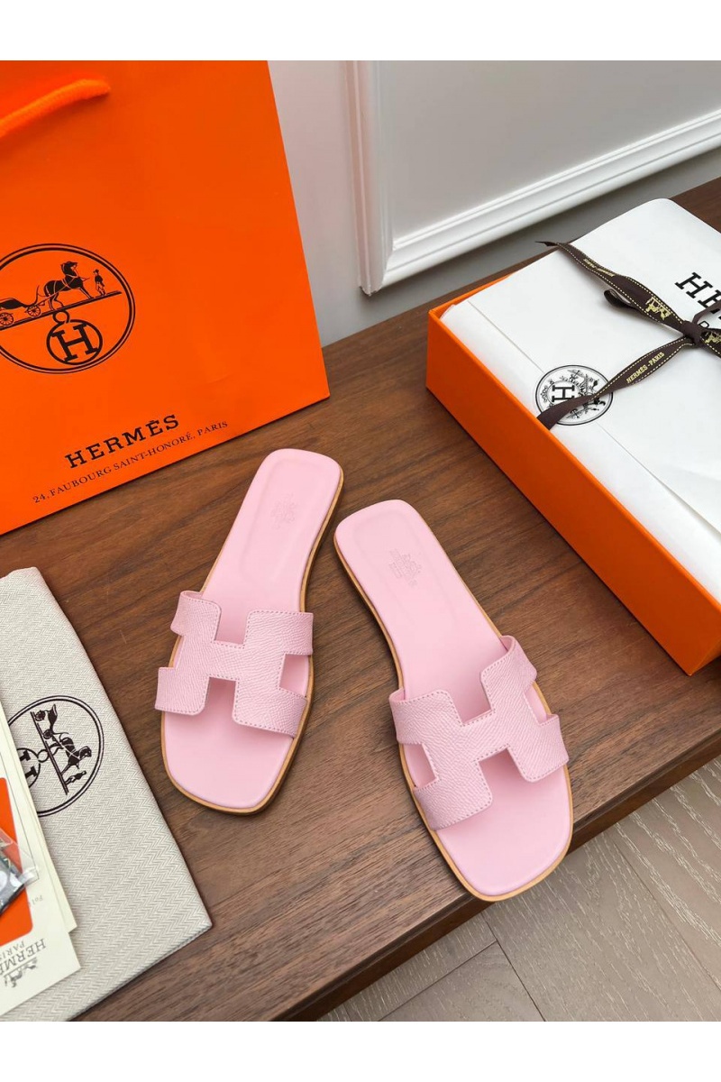 Hermes Женские кожаные шлёпанцы premium