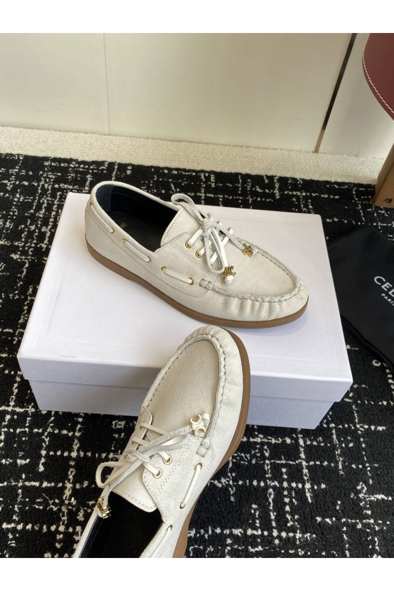 Celine Женские замшевые лоферы premium - White