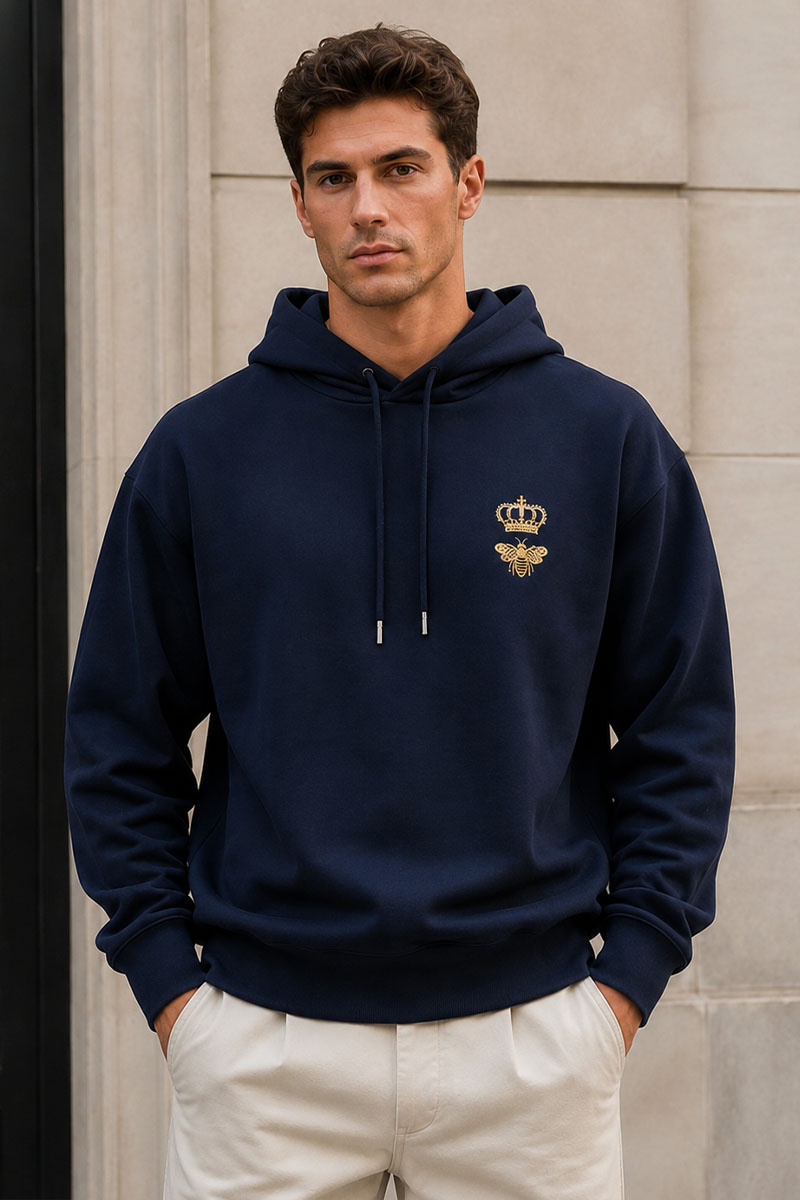 Dоlсе & Gаbbаnа Тёмно-синее худи Bee Crown embroidery