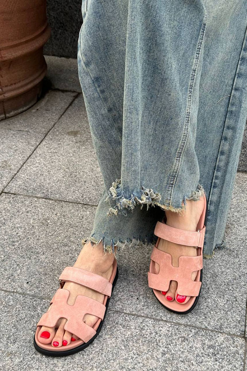 Hermes Женские замшевые сандалии Chypre - Pink