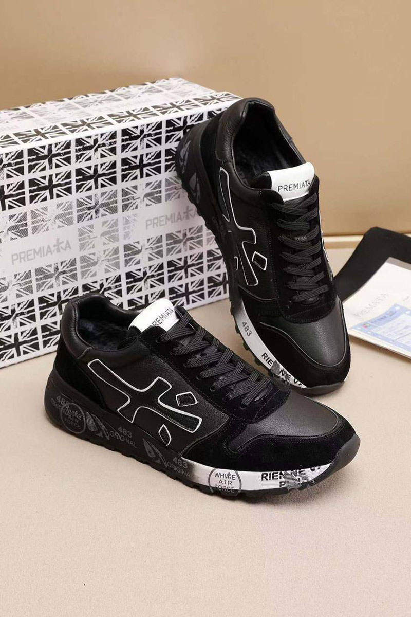 Premiata Комбинированные кроссовки с мехом low-top - Black