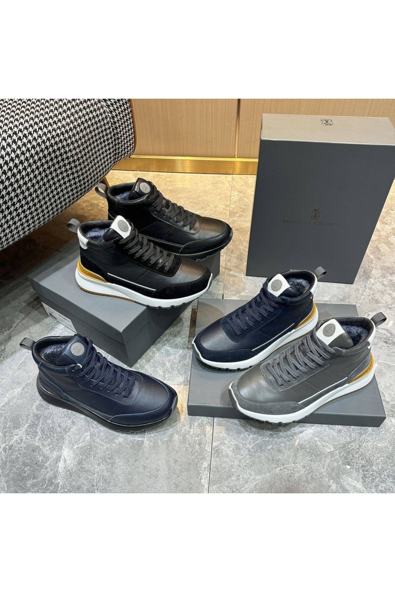 Brunеllо Сuсinеlli Кожаные кроссовки с мехом high-top - Navy