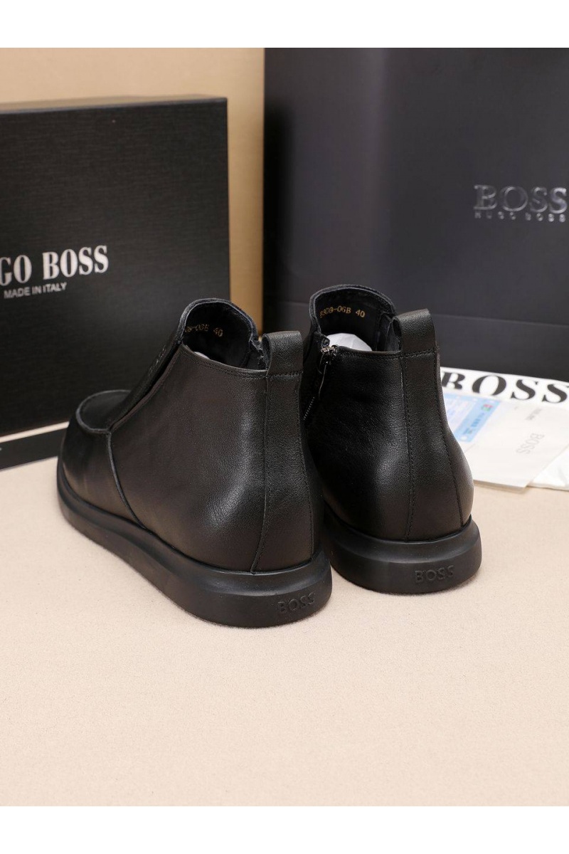 Hugо Воss Кожаные лоферы с мехом high-top - Black
