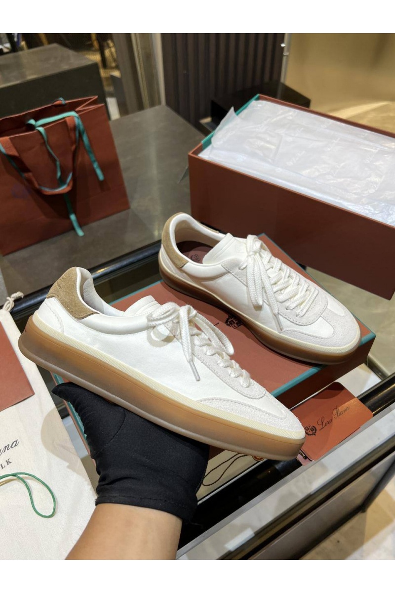 Loro Piana Женские замшевые кроссовки Premium - White