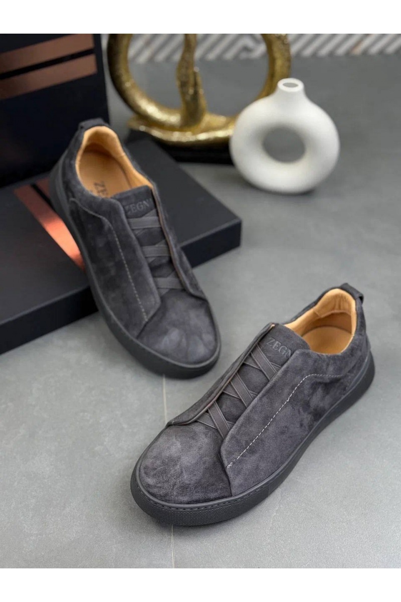 Zegna Замшевые кроссовки Triple Stitch