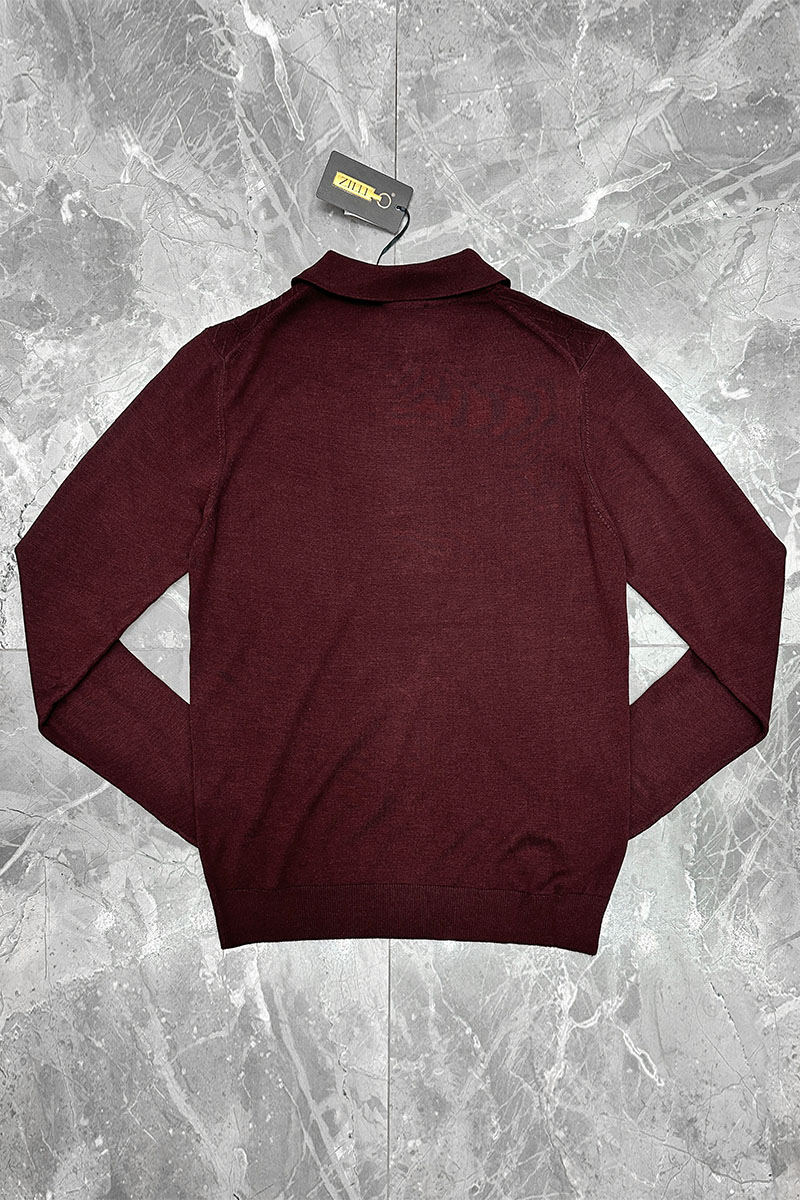 Zilli Поло с длинным рукавом zip-up - Burgundy