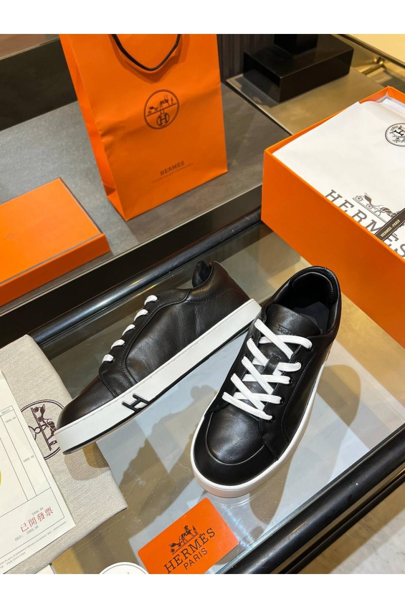 Hermes Женские кожаные кроссовки Premium - Black