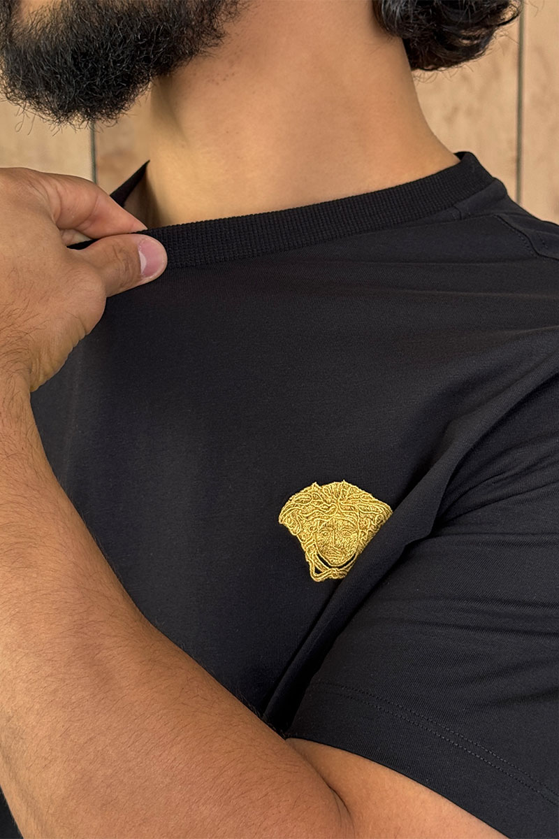 Versace Чёрная оверсайз футболка Medusa Head patch