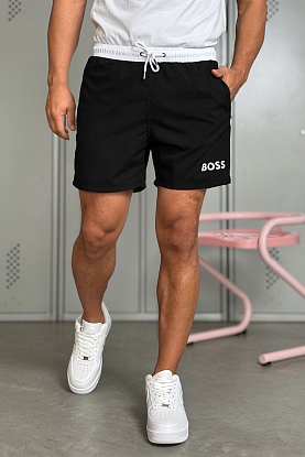 Мужские чёрные шорты logo-print