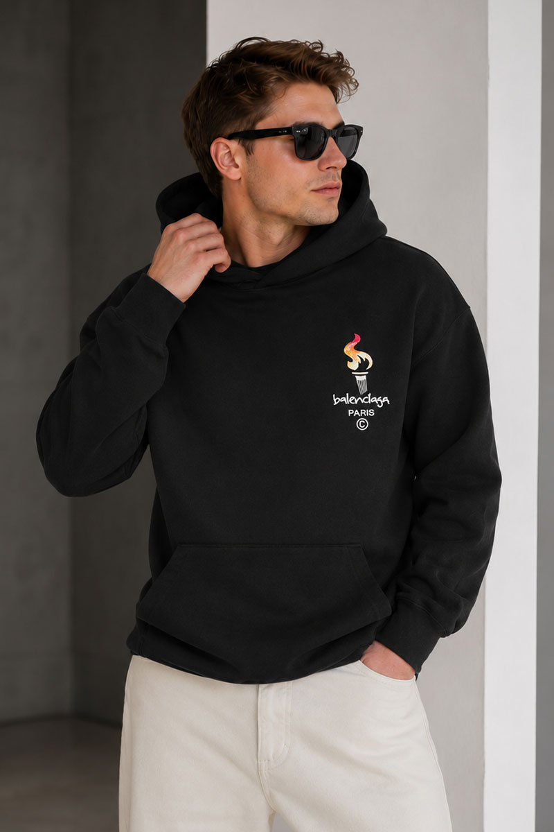 Balenciaga Оверсайз худи Paris Olympics Flame embroidered-logo