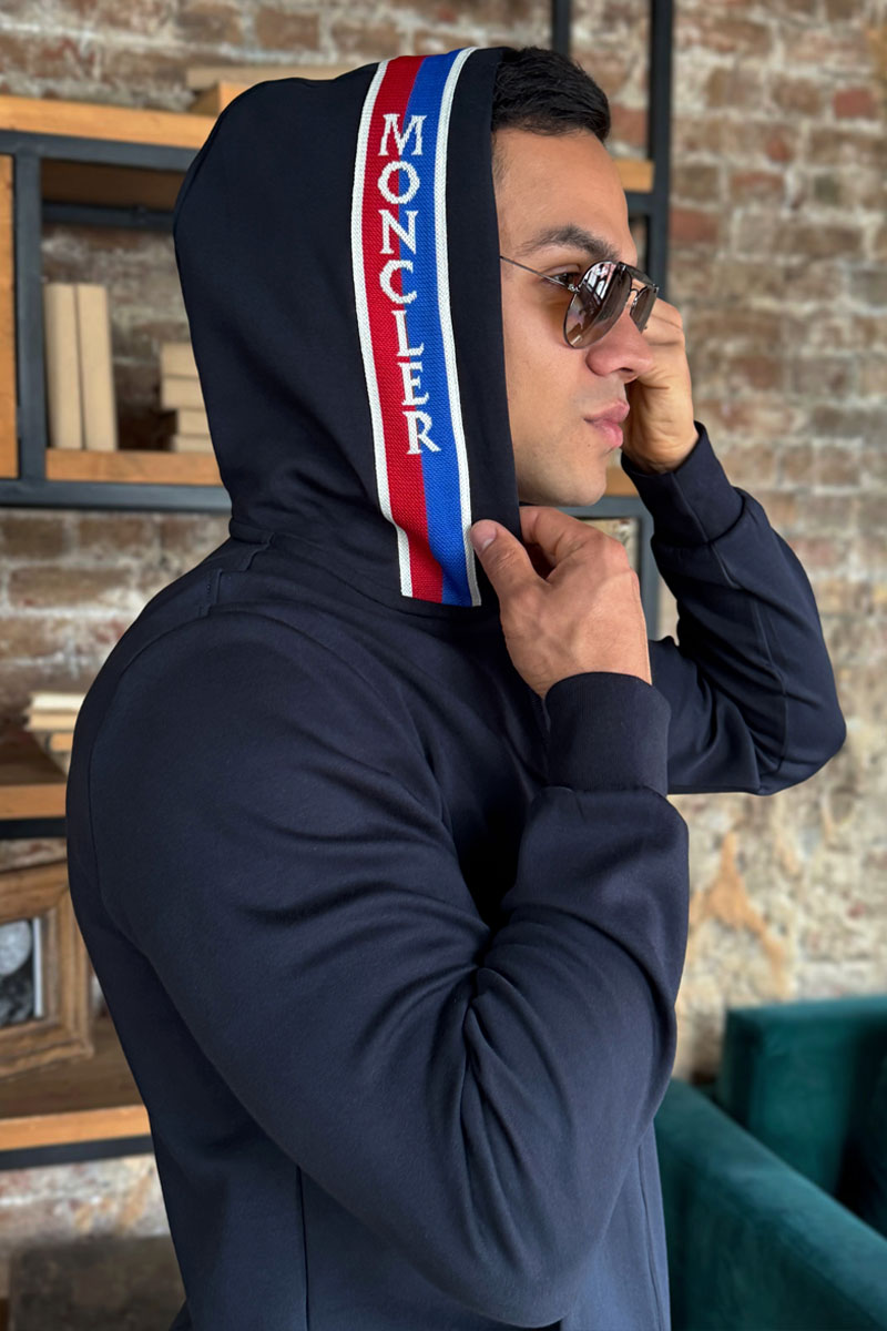 Moncler Тёмно-синий спортивный костюм striped logo