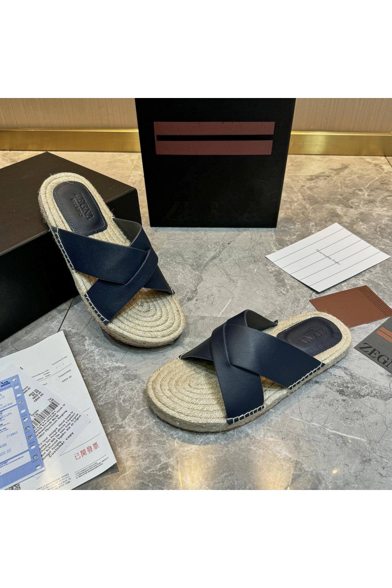 Zegna Мужские шлёпанцы leather - Navy